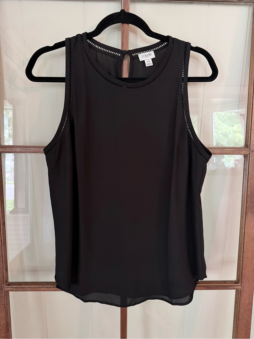 J. Crew NWOT Black Sleeveless Shell Flowy Tank Top Business Casual- Size 10